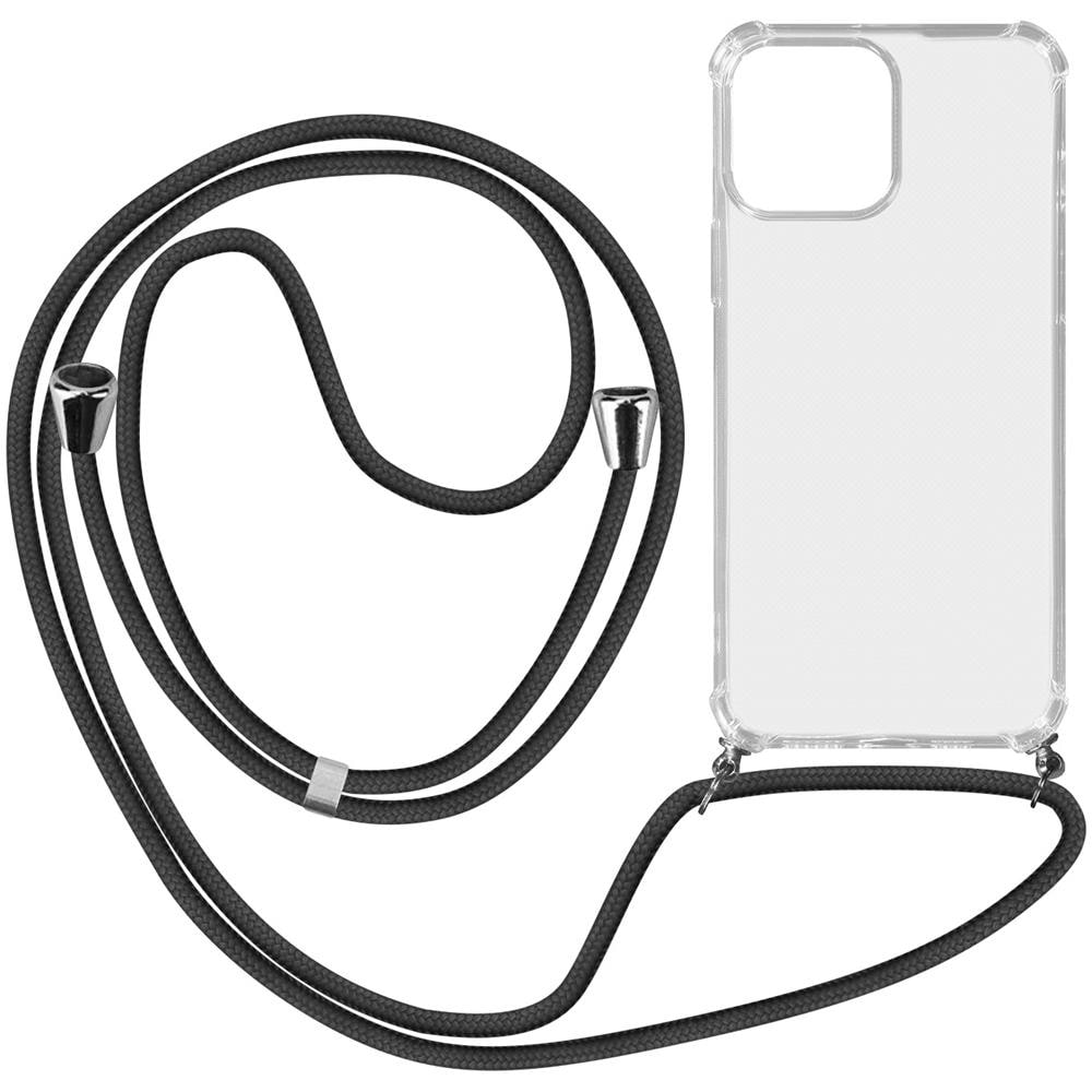 Cover Trasparente Per Iphone 13 Con Cordoncino Amovibile Nero - Foto 1
