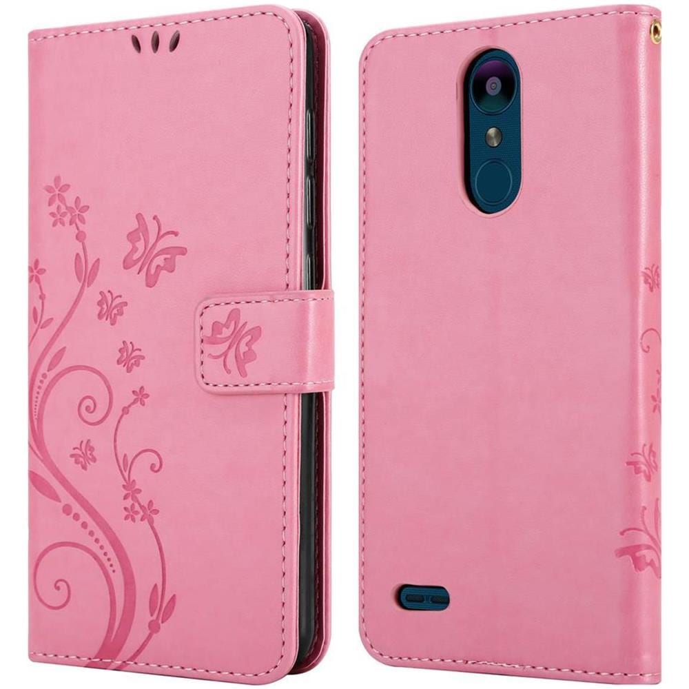 Custodia Compatibile Con Lg K8 2018 In Rosa Fiore - Coperchio Protettivo In Design Floreale Con Chiusura Magnetica, Funzione Stand E Slot Per Carte - Foto 8