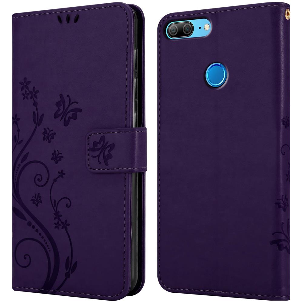 Custodia Compatibile Con Honor 9 Lite In Lilla Scuro Fiore - Coperchio Protettivo In Design Floreale Con Chiusura Magnetica, Funzione Stand E Slot Per Carte - Foto 7