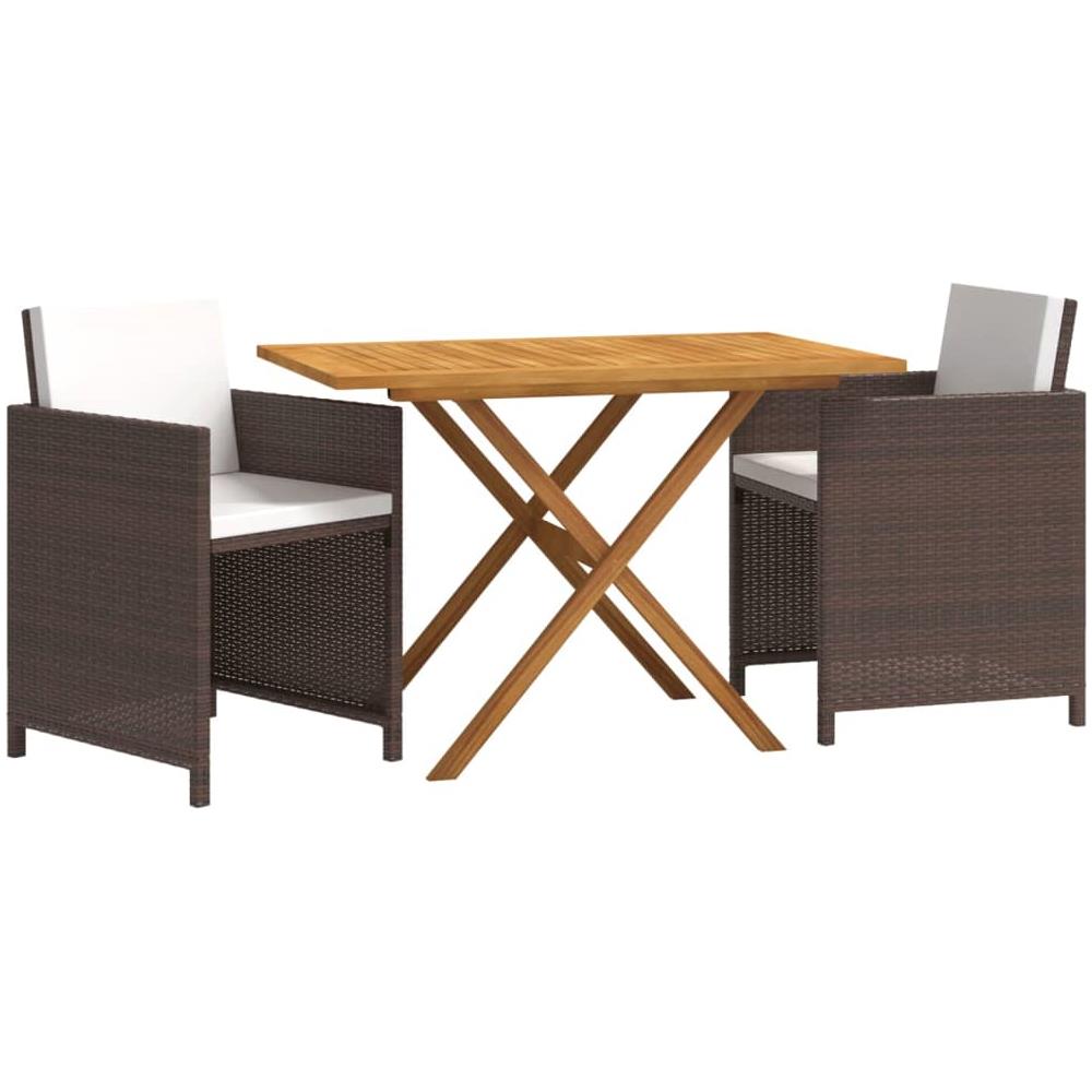 Set Da Pranzo Per Giardino 3 Pz Con Cuscini Marrone - Foto 2