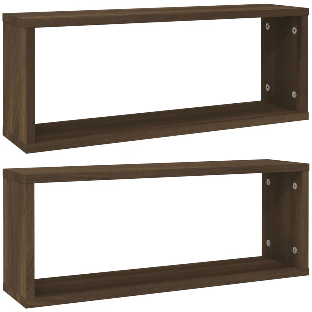 Mensole Cubo Muro 2pz Rovere Marrone 60x15x23 Legno Multistrato - Foto 2