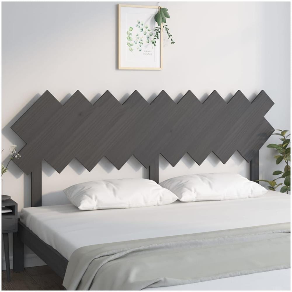 Testiera Per Letto Grigio178x3x80,5cm In Legno Massello Di Pino - Foto 3