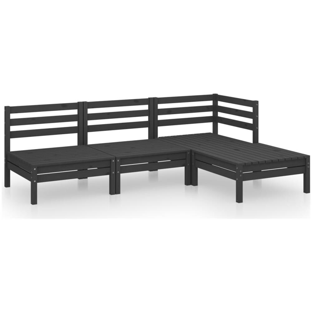 Set Salotto da Giardino 4 pz in Legno Massello di Pino Nero - Foto 1