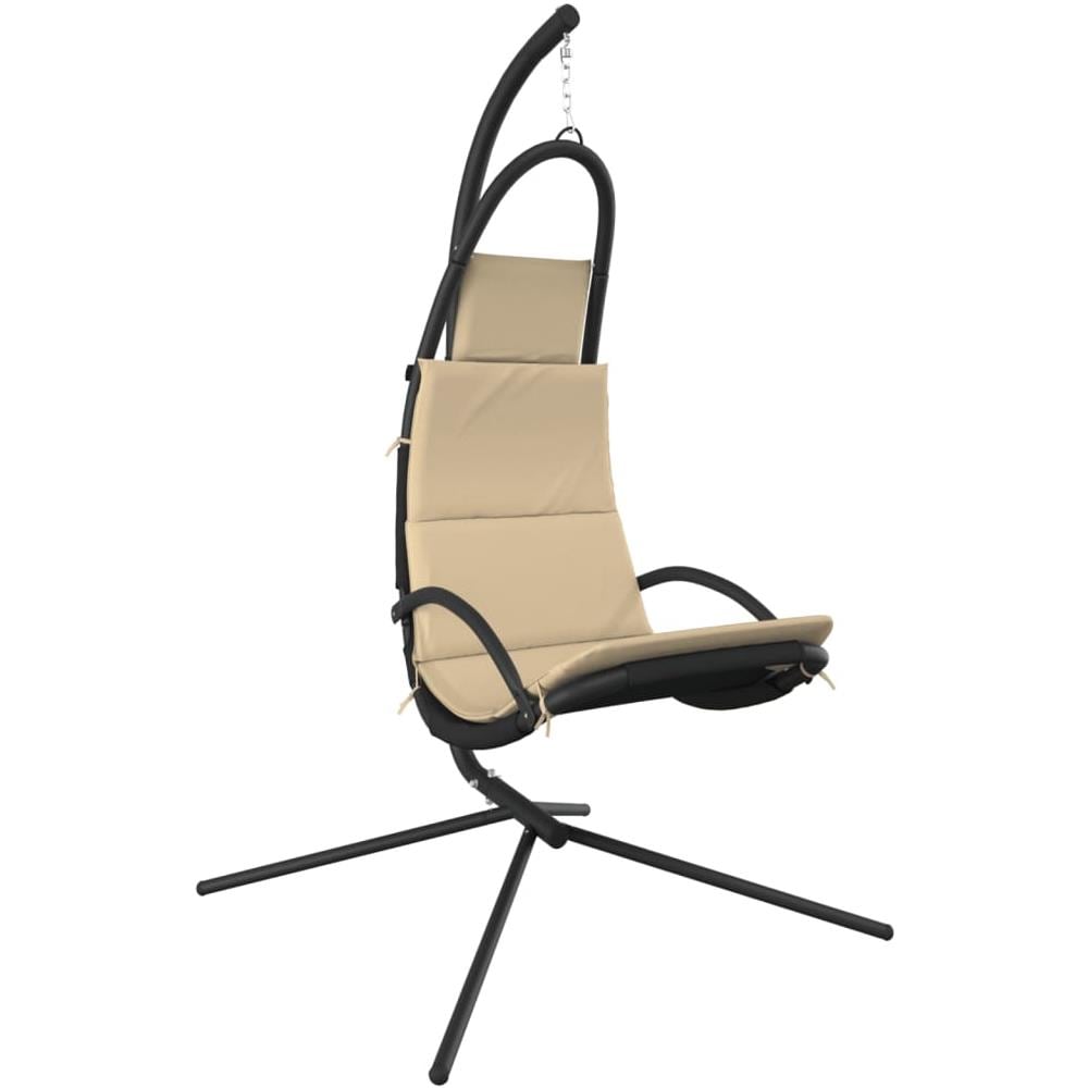 Sedia Dondolo Giardino Con Cuscino Crema Tessuto Oxford Acciaio - Foto 2