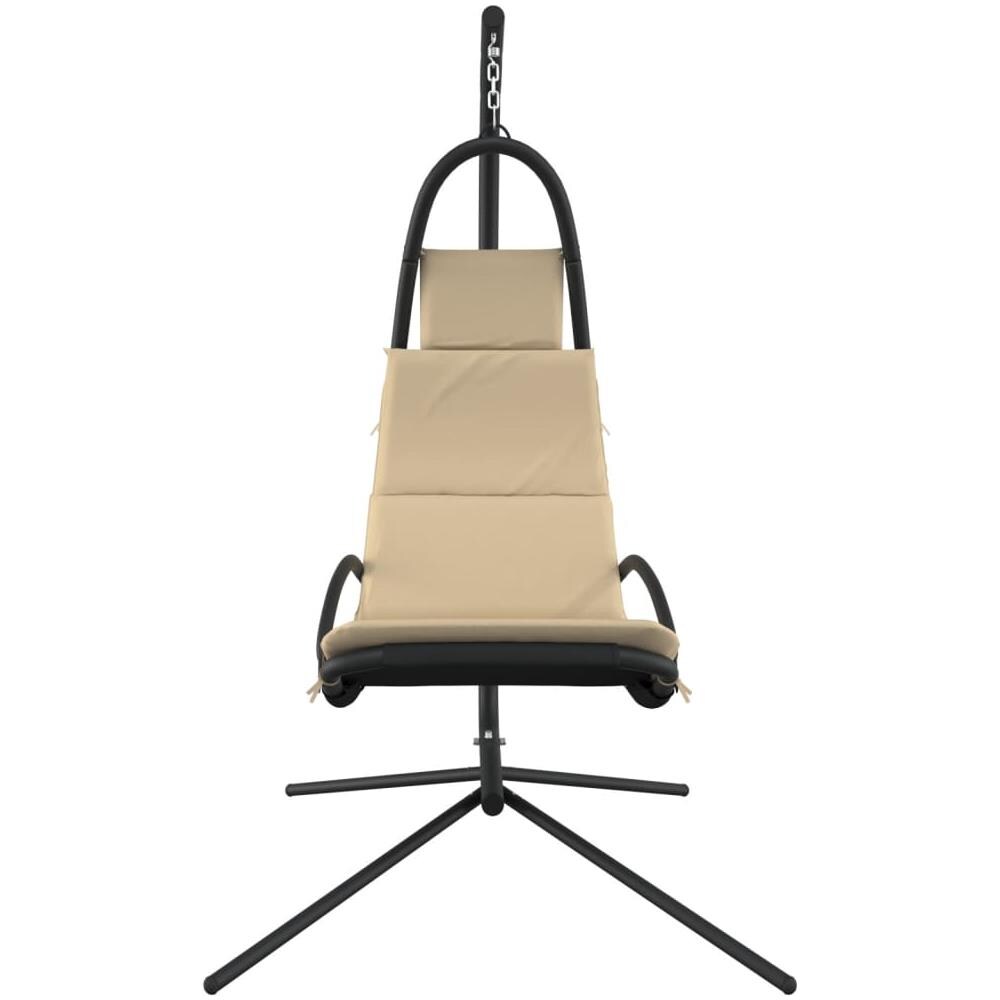 Sedia Dondolo Giardino Con Cuscino Crema Tessuto Oxford Acciaio - Foto 3