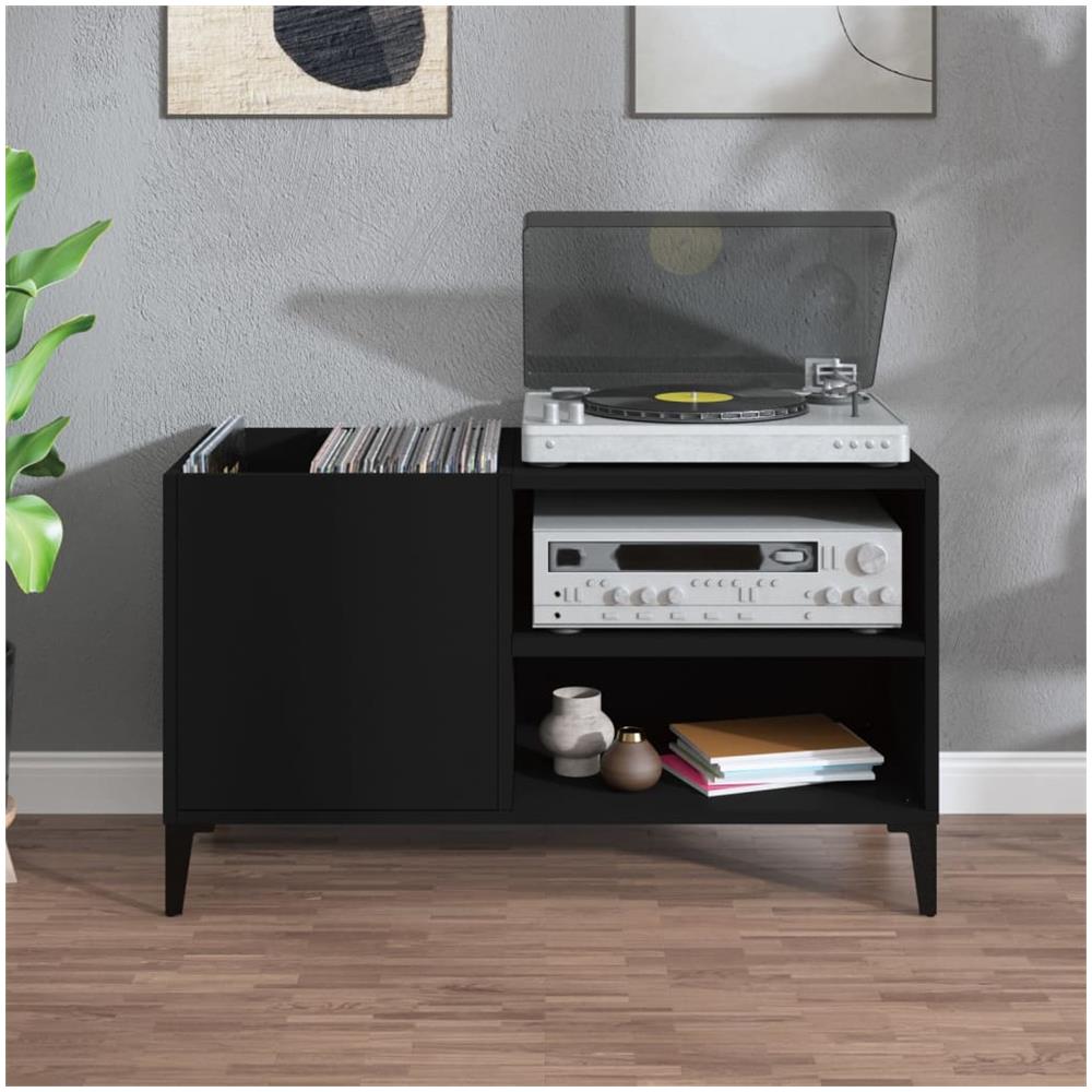 Mobile Porta Dischi Nero 84,5x38x48 Cm In Legno Multistrato - Foto 2