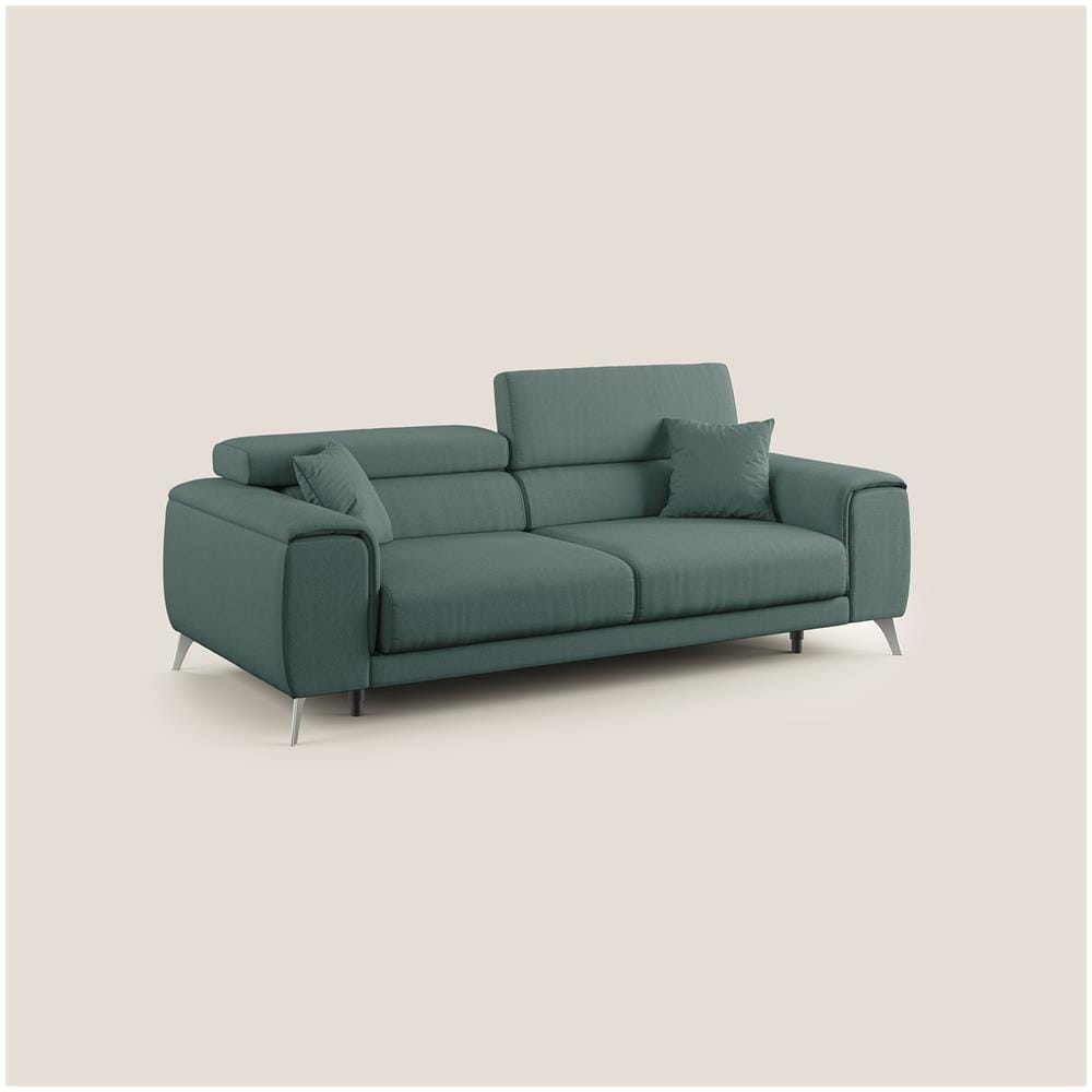 Fusion Divano con sedute allungabili in tessuto smacchiabile T05 215 cm verde - Foto 1
