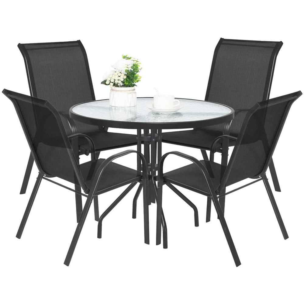 Set tavolo rotondo ISLAND con 4 sedie Sofia - Nero - Foto 1