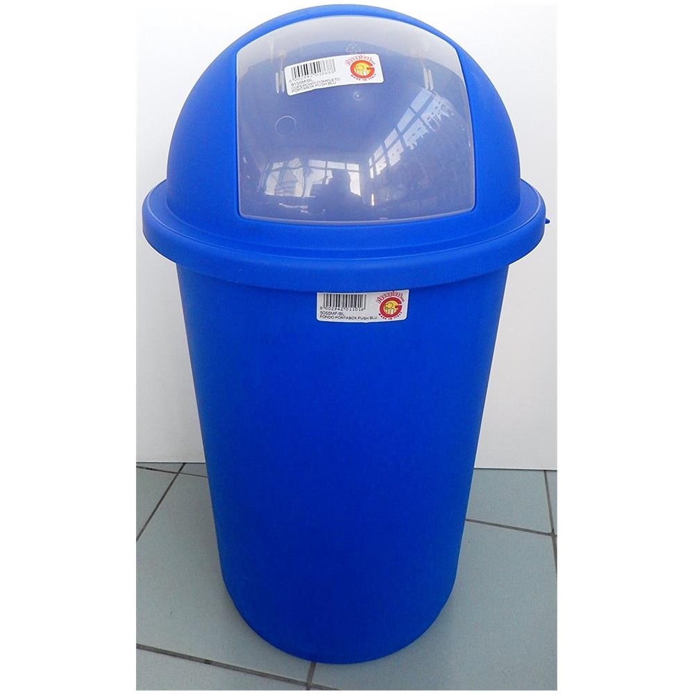 Portabox Push Con Portello Di Chiusura A Molla In Plastica Misura Diametro 410 H. 750 Mm Lt. 50 Vari Colori (blu)  - Foto 1