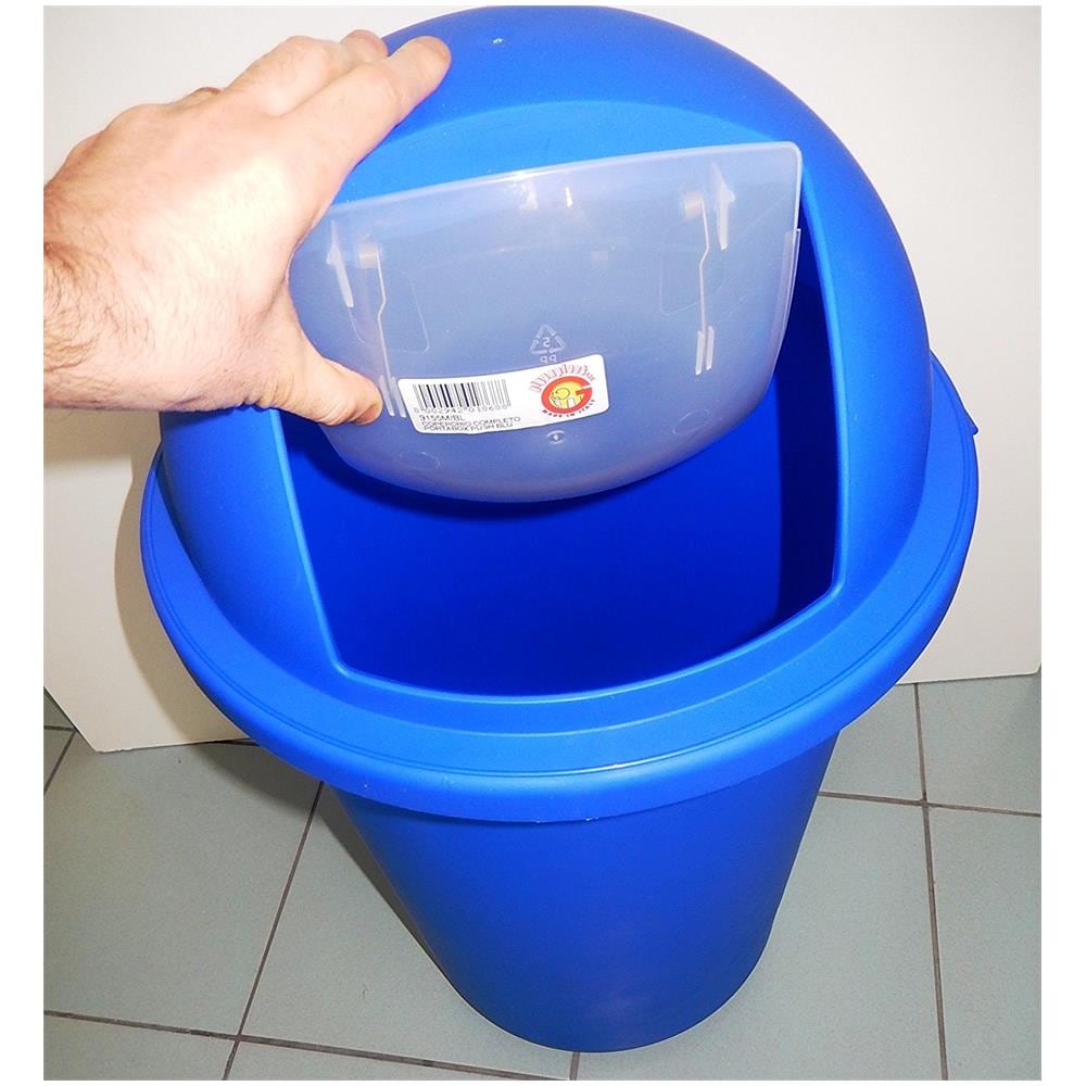 Portabox Push Con Portello Di Chiusura A Molla In Plastica Misura Diametro 410 H. 750 Mm Lt. 50 Vari Colori (blu)  - Foto 2