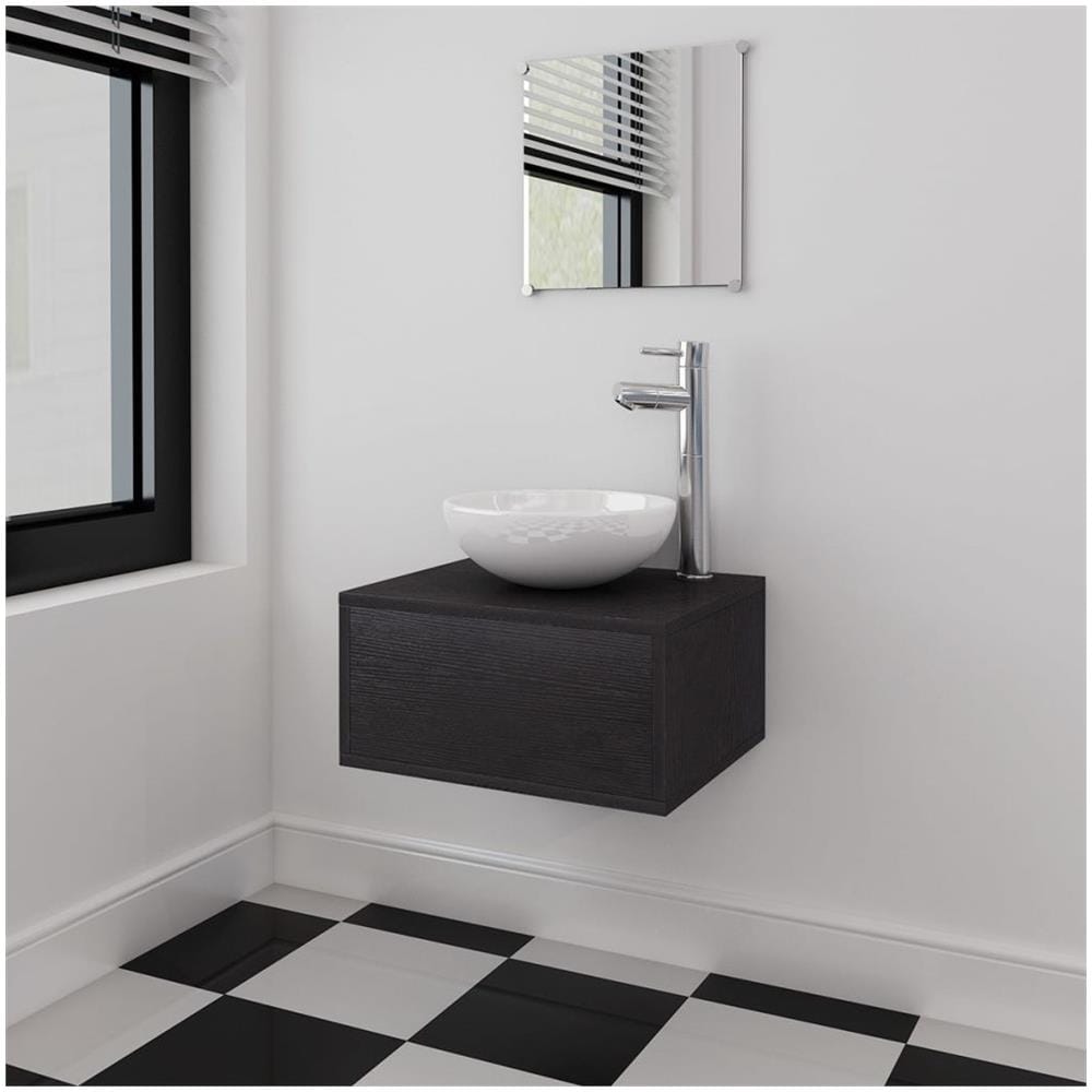 Set Mobili da Bagno con Lavabo 3 pz Nero - Foto 1