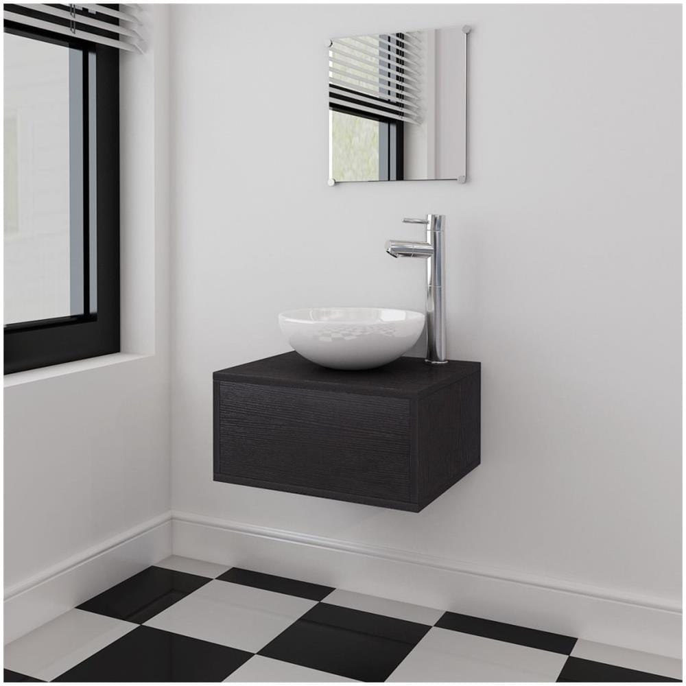 Set Mobili da Bagno con Lavabo 3 pz Nero - Foto 2