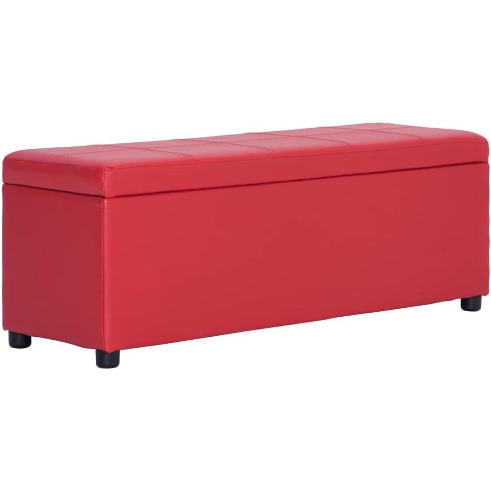 Panca Con Vano Portaoggetti 116 Cm Rosso In Similpelle - Foto 1