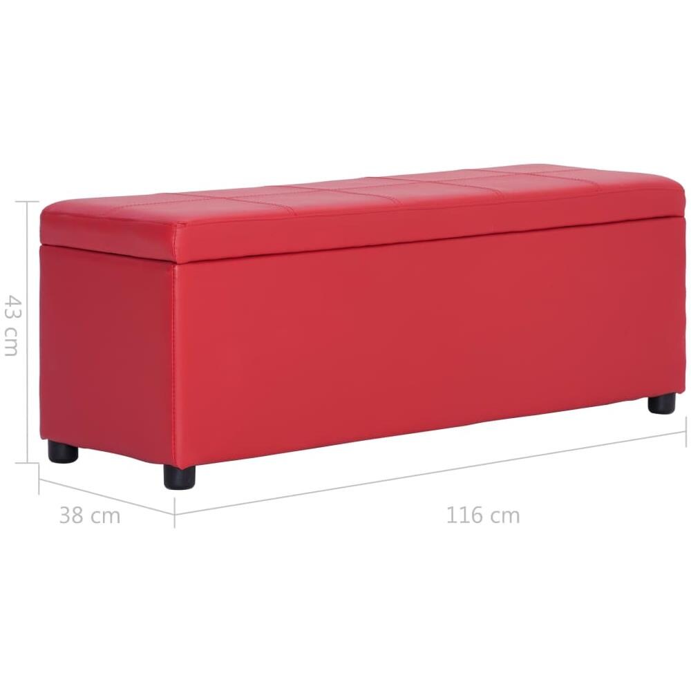 Panca Con Vano Portaoggetti 116 Cm Rosso In Similpelle - Foto 8