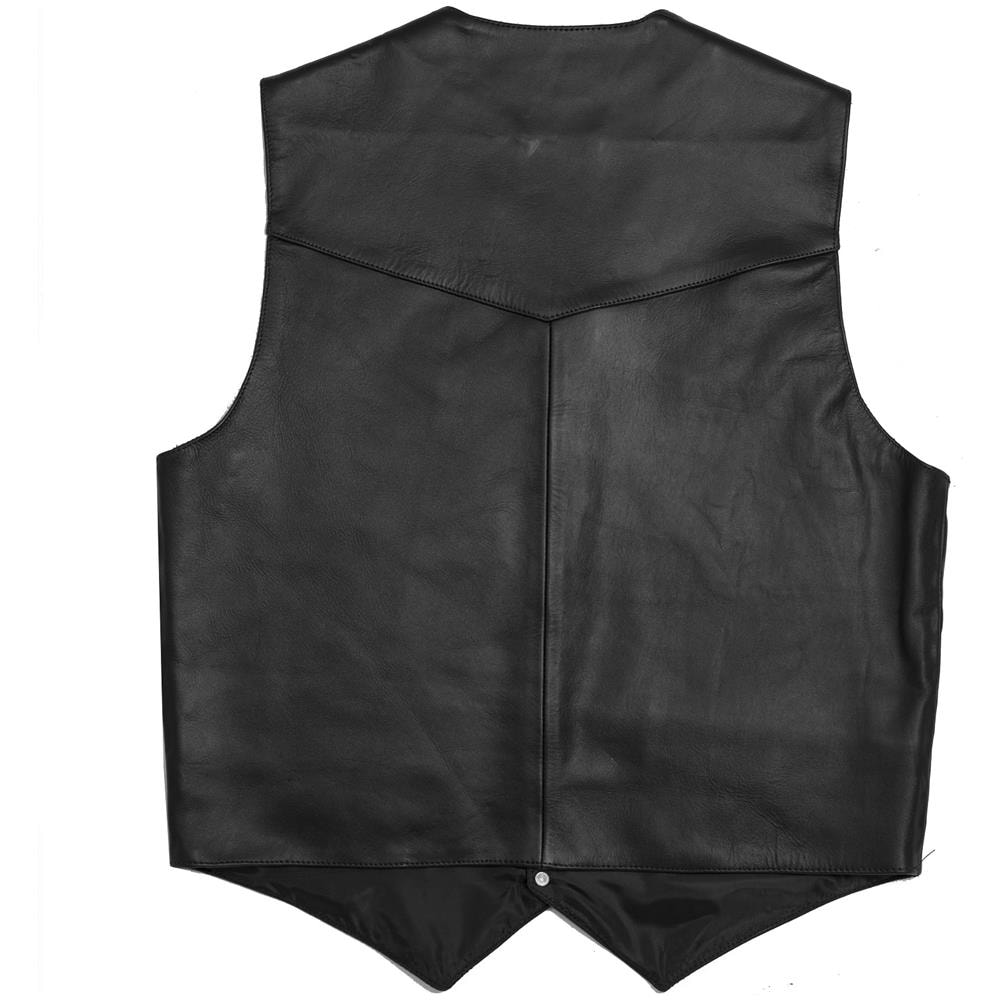 Gilet Custom Moto Chopper Foderato Pelle Classico Bottoni Tasche Nero 3xl - Foto 2