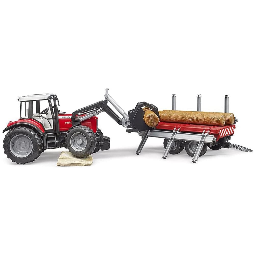 BRD02046 Trattore Massey Ferguson 7480 con rimorchio trasporto tronchi - Foto 1