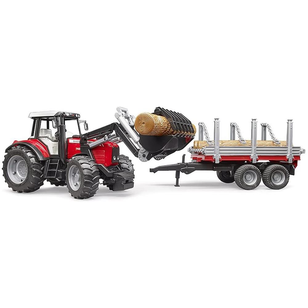 BRD02046 Trattore Massey Ferguson 7480 con rimorchio trasporto tronchi - Foto 2