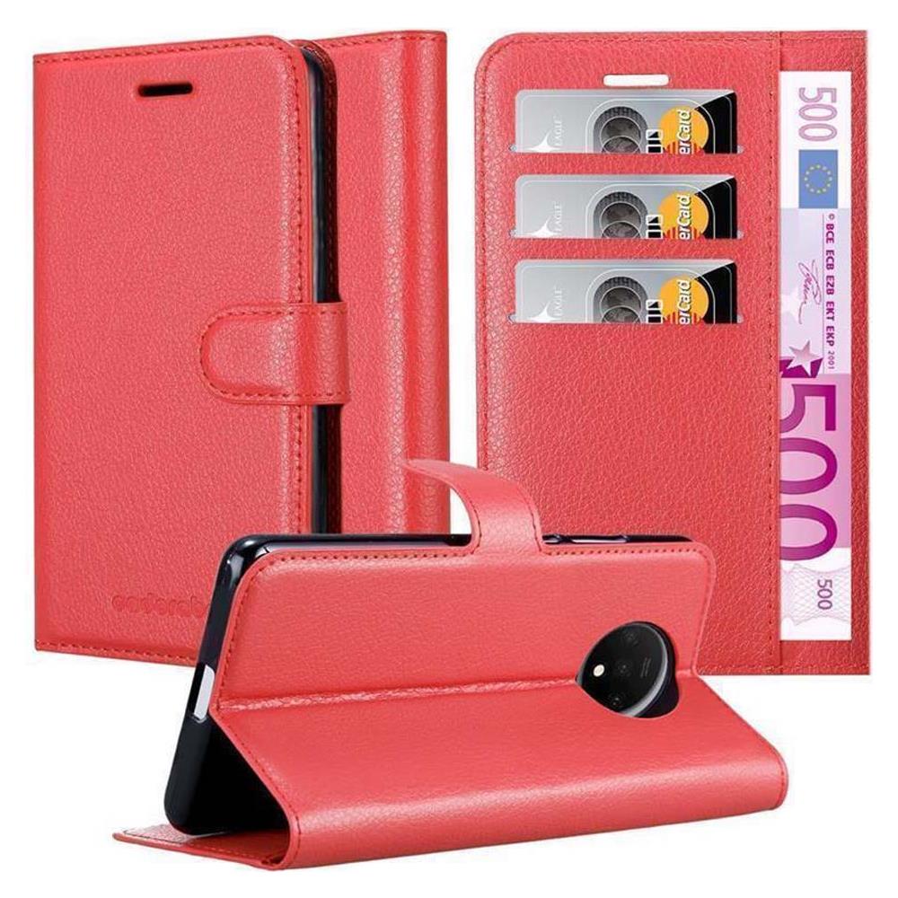 Cadorabo Custodia Compatibile Con Oneplus 7t In Rosso Carminio - Coperchio Protettiva Con Chiusura Magnetica, Funzione Stand E Tasca Per Le Carte - Foto 1