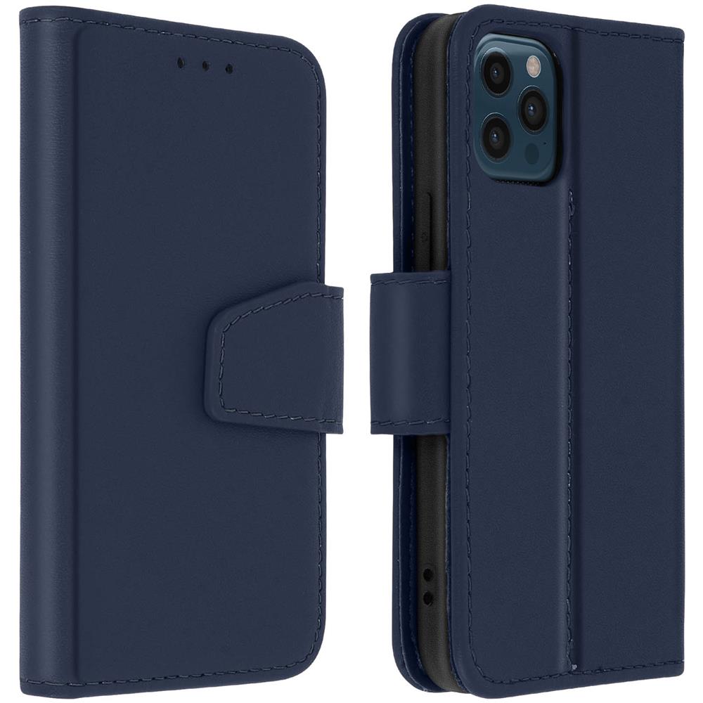 Custodia Iphone 12 Pro Max Porta Carte In Pelle Funzione Stand Premium Blu - Foto 1