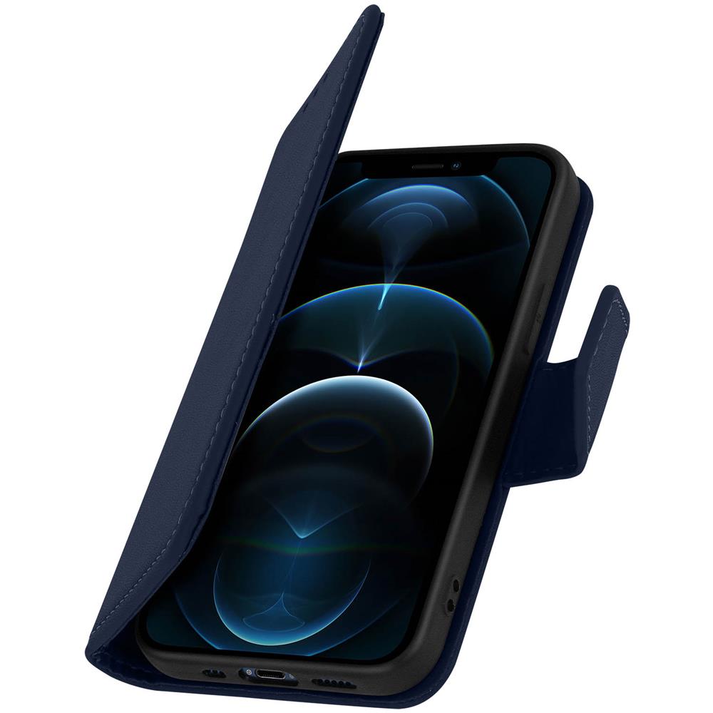 Custodia Iphone 12 Pro Max Porta Carte In Pelle Funzione Stand Premium Blu - Foto 5