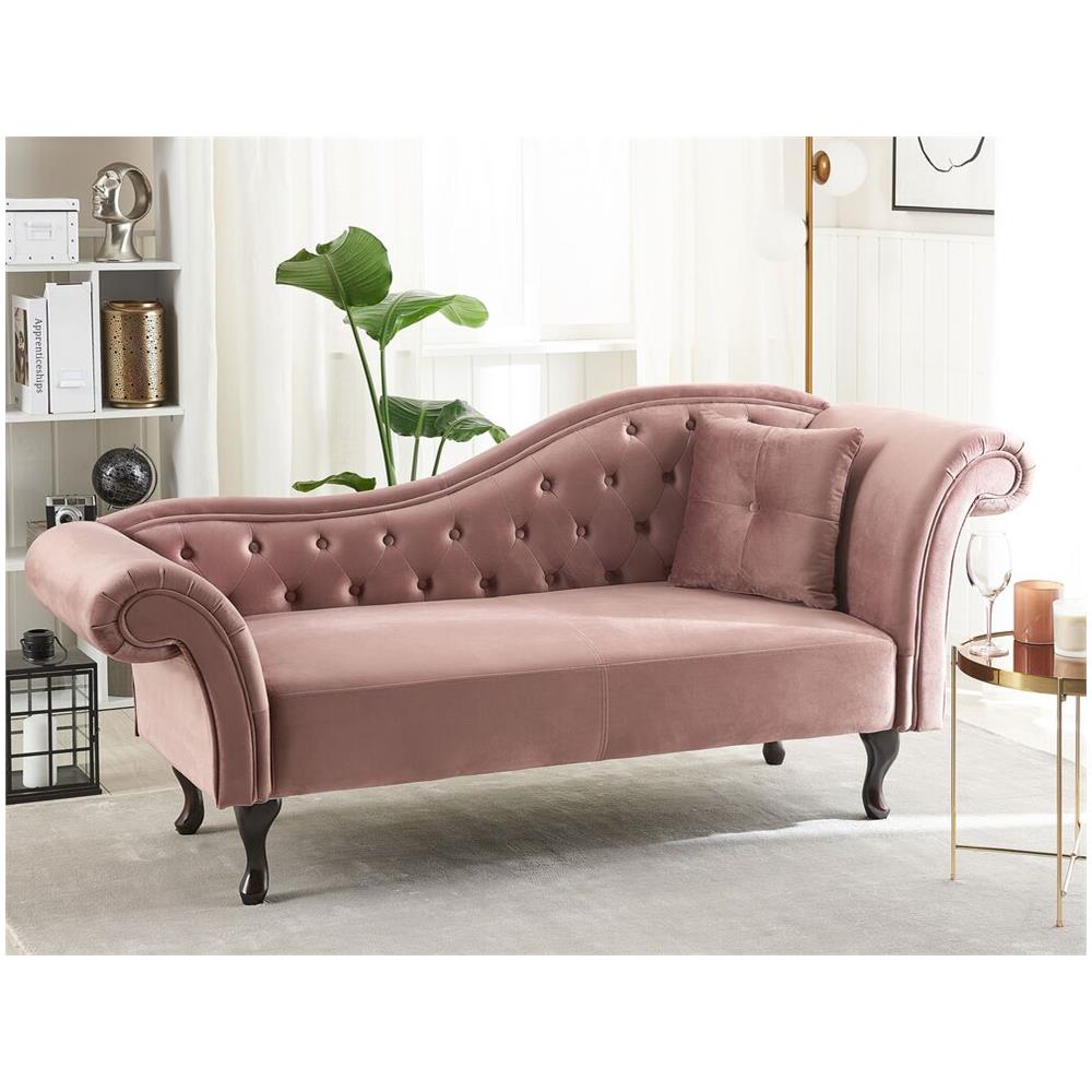 Chaise Longue Per Lato Destro In Velluto Rosa Lattes - Foto 2