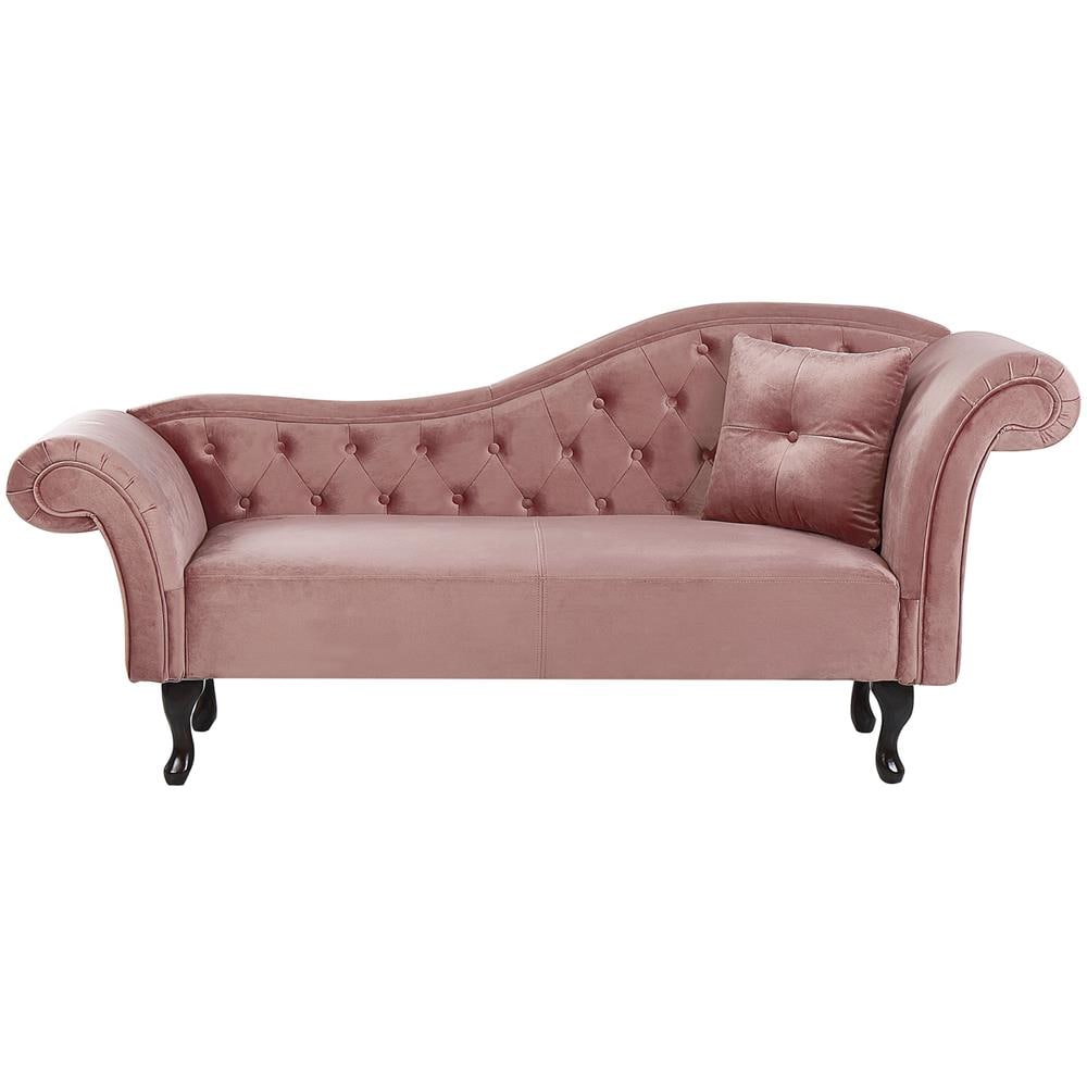 Chaise Longue Per Lato Destro In Velluto Rosa Lattes - Foto 1