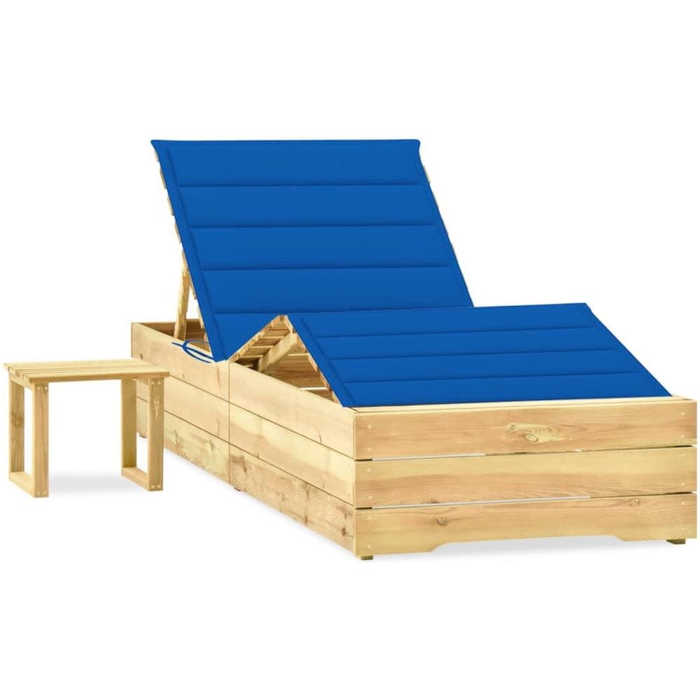 Lettino da Giardino con Tavolino Cuscino Legno Pino Impregnato - Foto 1