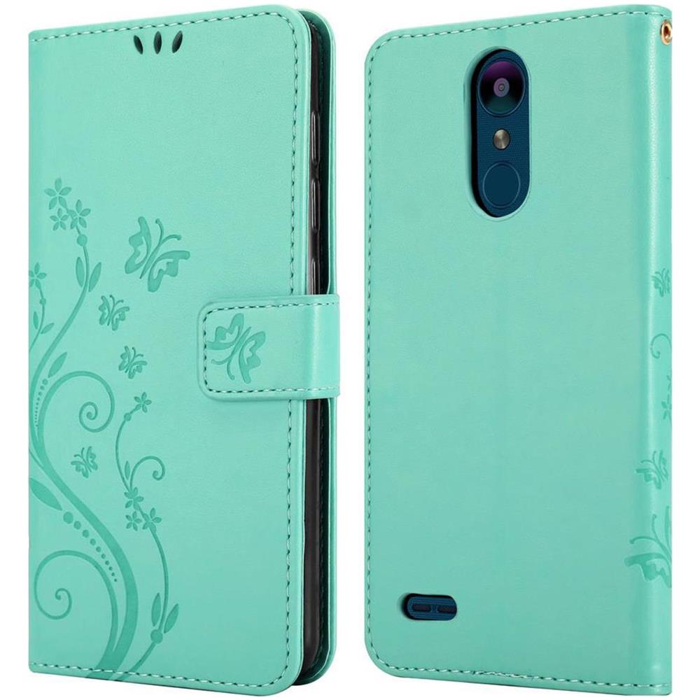 Custodia Compatibile Con Lg K8 2018 In Turchese Fiore - Coperchio Protettivo In Design Floreale Con Chiusura Magnetica, Funzione Stand E Slot Per Carte - Foto 8