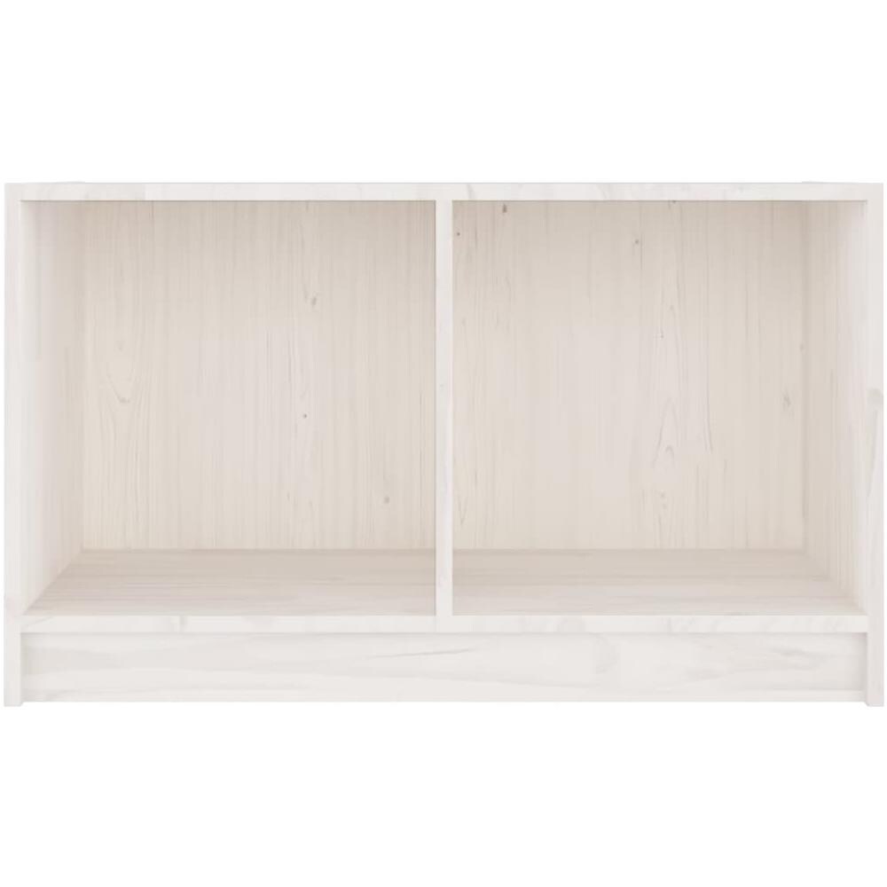 Mobile Porta Tv Bianco 70x33x42 Cm In Legno Massello Di Pino - Foto 2