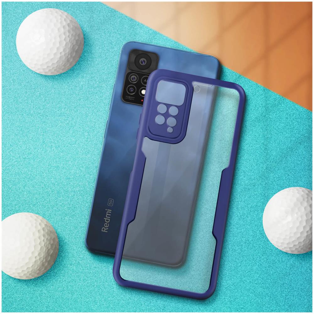 Cover Xiaomi Redmi Note 11 Pro 5g Retro Plexiglass Fronte Polimero Bordo Blu - Foto 2