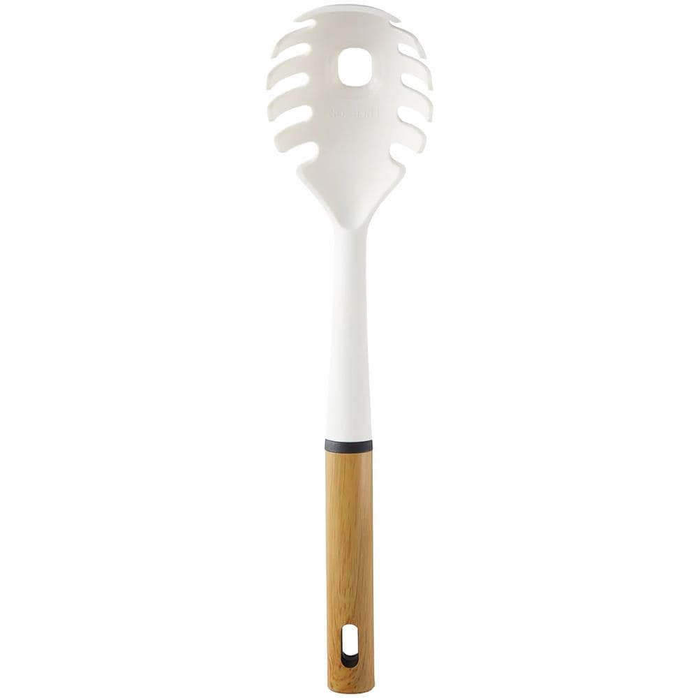 Nordic Nordic Set Di 6 Utensili Da Cucina Nylon + Portautensili, Manici Effetto Legno Bianco - Foto 8