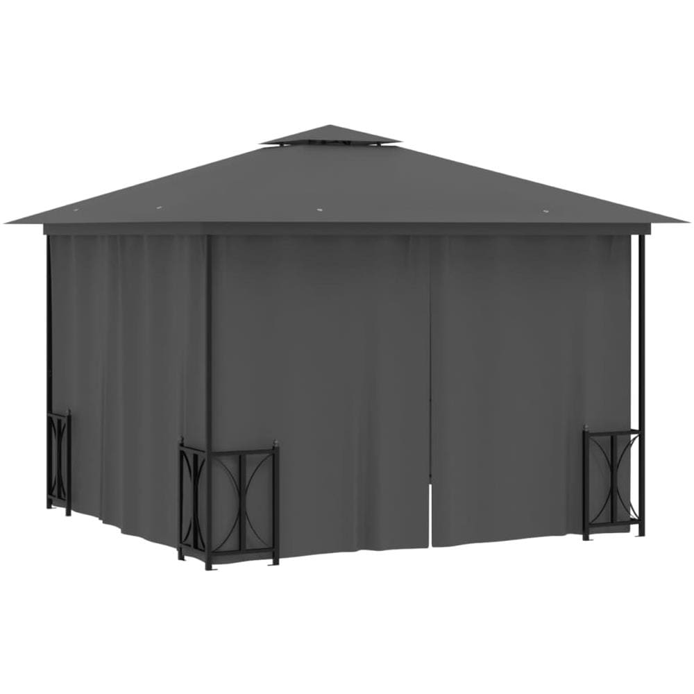 Gazebo Con Teli Laterali E Doppio Tetto 3x3 M Antracite - Foto 2