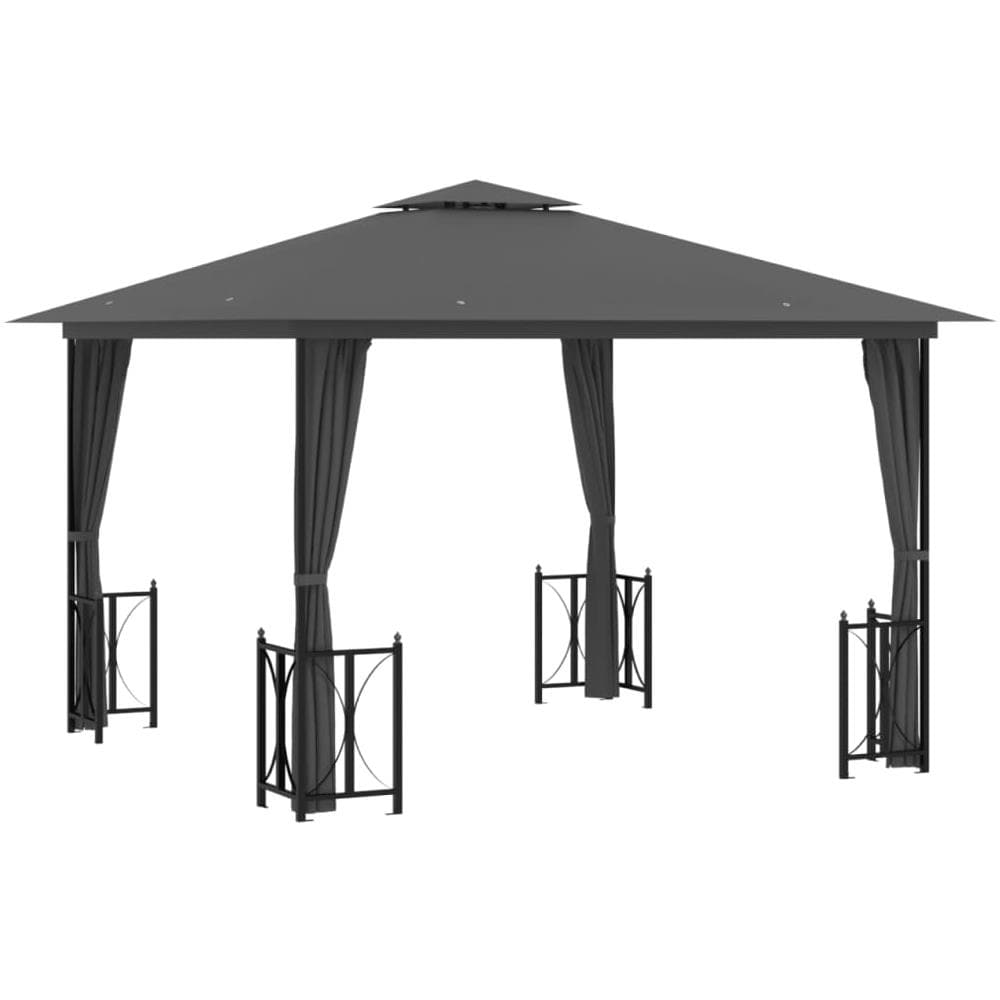 Gazebo Con Teli Laterali E Doppio Tetto 3x3 M Antracite - Foto 1
