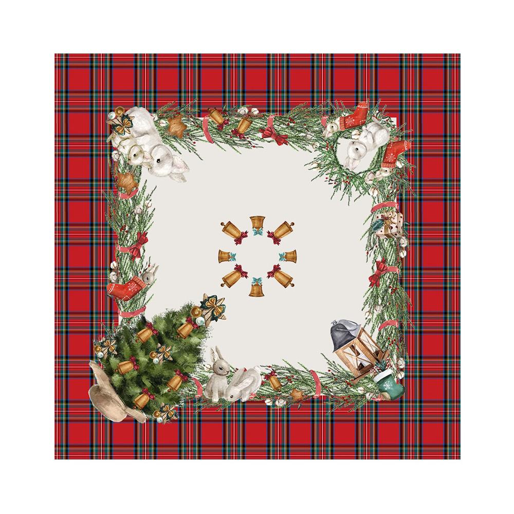 Tovaglia Natale Digitale Centrotavola Runner Natalizio 100% Cotone Bunny Sv 90x90 Bunny - Foto 1