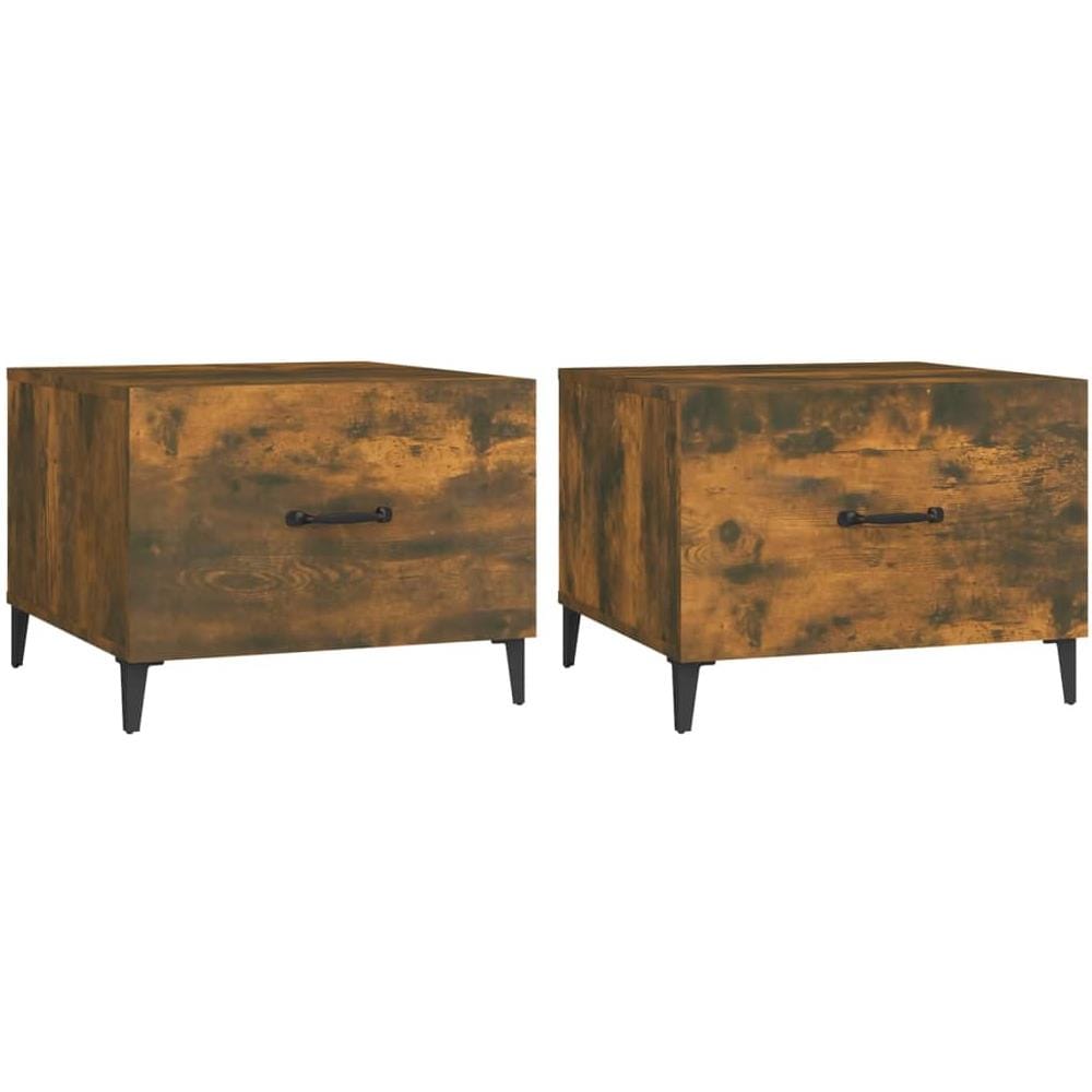 Tavolini Da Salotto Gambe In Metallo 2pz Rovere Fumo 50x50x40cm - Foto 2