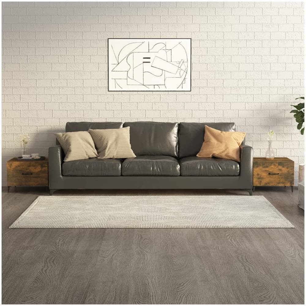 Tavolini Da Salotto Gambe In Metallo 2pz Rovere Fumo 50x50x40cm - Foto 1