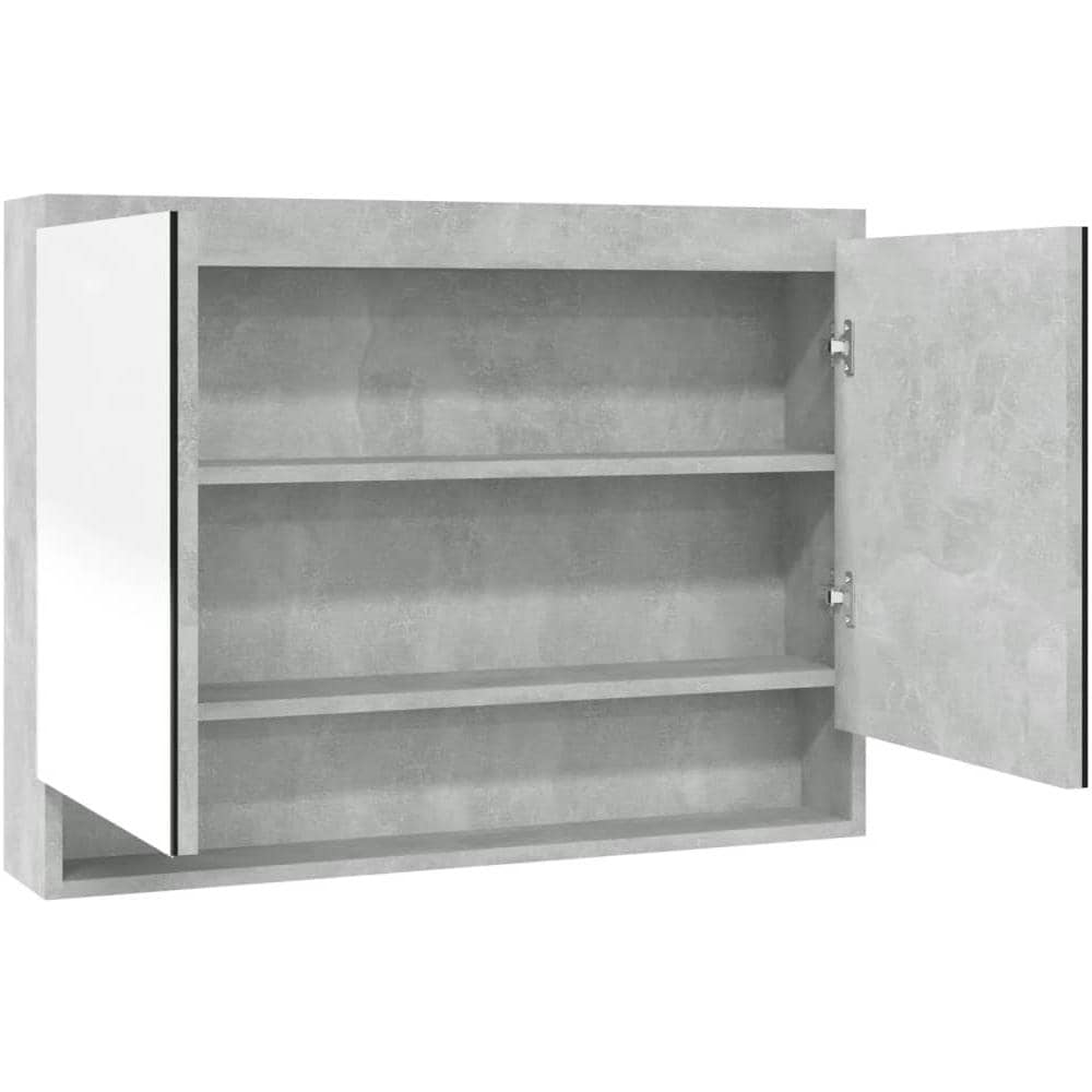 Armadietto A Specchio Per Bagno 80x15x60 Cm Mdf Grigio Cemento - Foto 2