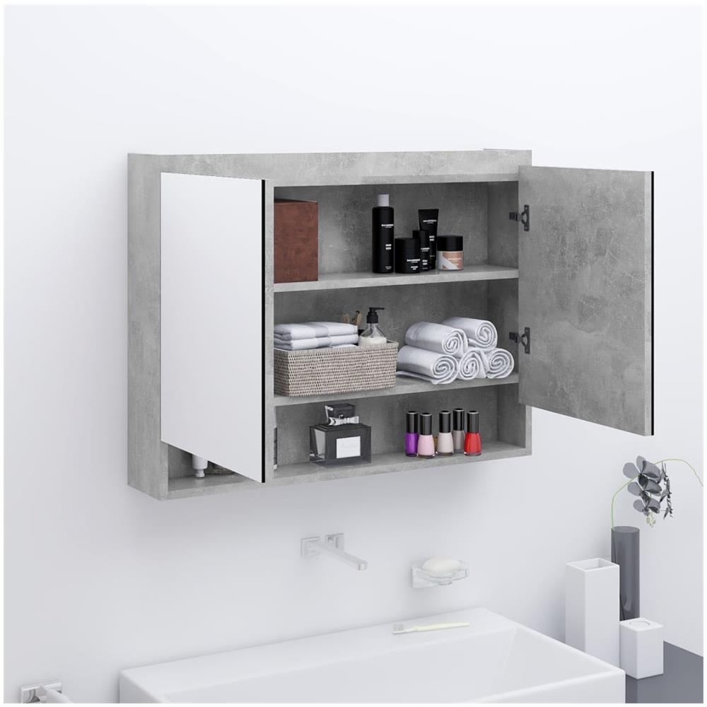 Armadietto A Specchio Per Bagno 80x15x60 Cm Mdf Grigio Cemento - Foto 1