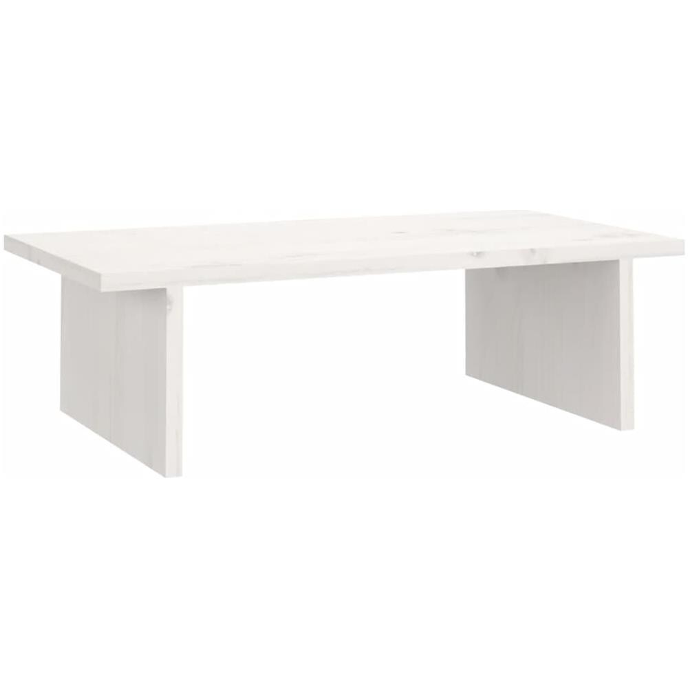 Supporto Per Monitor Bianco 50x27x15 Cm Legno Massello Di Pino - Foto 2