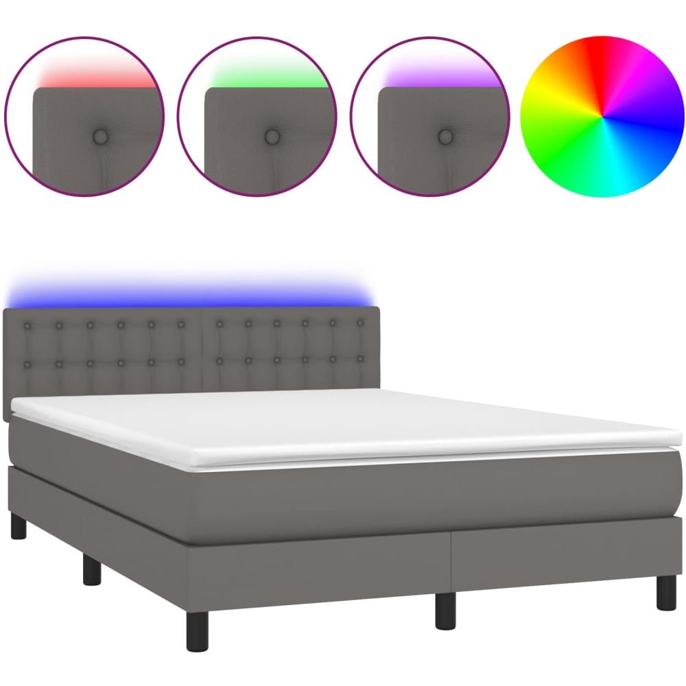 Giroletto Molle Con Materasso E Led Grigio 140x200cm Similpelle - Foto 2