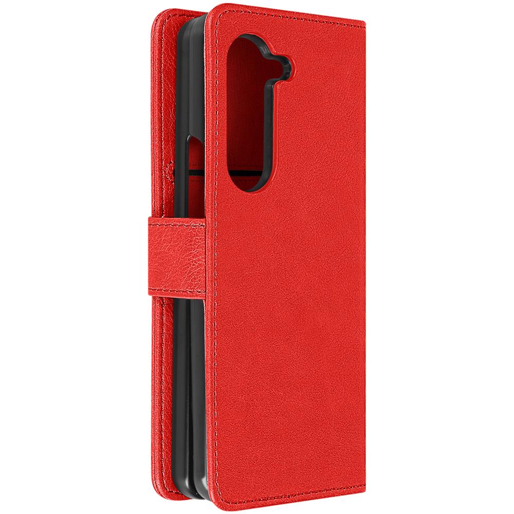 Cover Per Samsung Z Fold5 Portacarte E Linguetta Magnetica Chesterfield Rossa - Foto 1