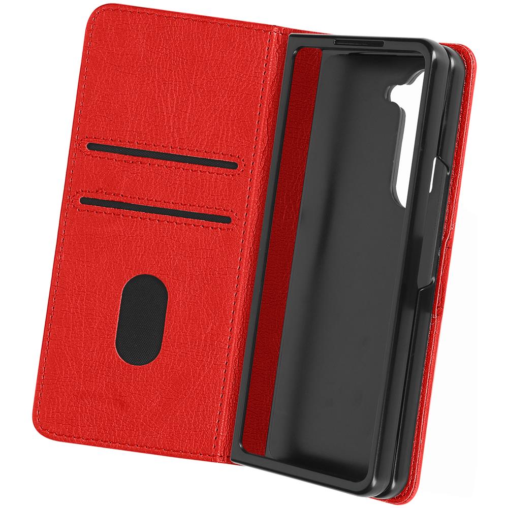 Cover Per Samsung Z Fold5 Portacarte E Linguetta Magnetica Chesterfield Rossa - Foto 5