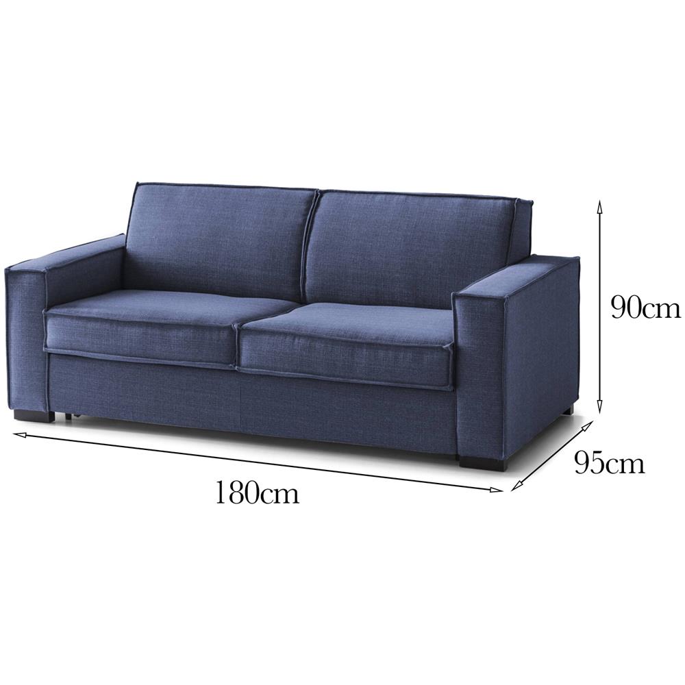 Divano Fisso Sole, Divano A 2 Posti Large, 100% Made In Italy, Sofà Soggiorno In Tessuto, Con Braccioli Slim, Cm 180x95h90, Blu - Foto 4