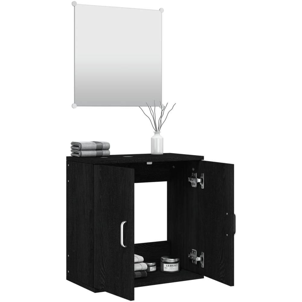 Set Mobili Da Bagno 2 Pz Nero In Legno Multistrato - Foto 3