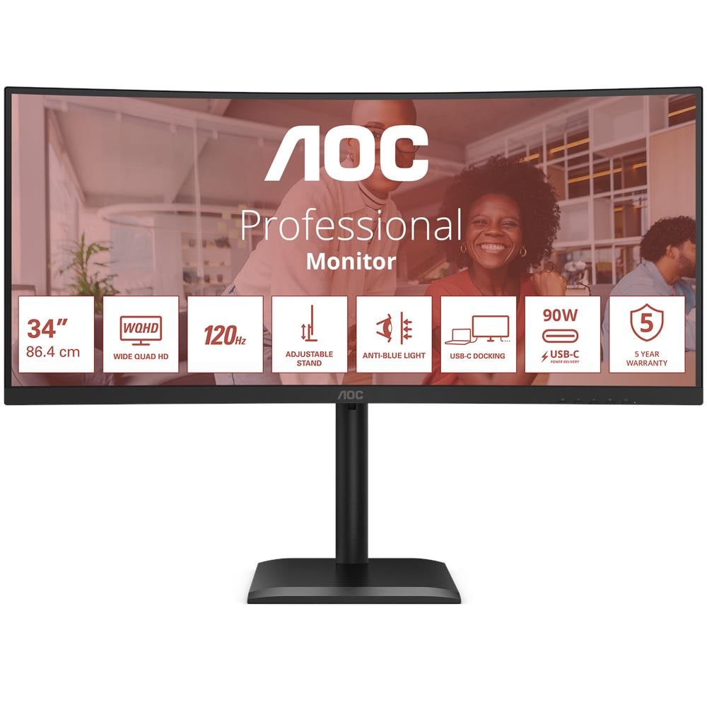 Monitor 34" VA Curvo CU34E4CV UltraWide Quad HD Tempo di risposta 4 ms - Foto 1