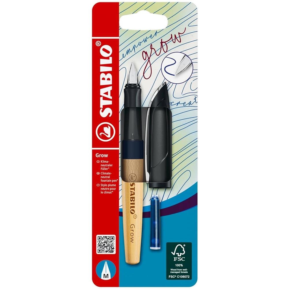 Grow - Penna Stilografica Ecosostenibile - CO2 neutral - in Blu Mirtillo /Faggio - Cartuccia inclusa - Foto 1