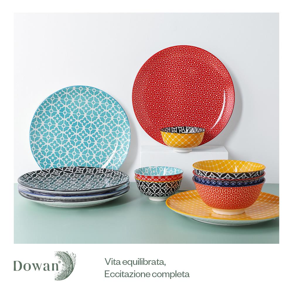 Piatti da Cena in Ceramica da 26.5CM, Set di Piatti per Pasta e Insalata in Porcellana - Set di 6, Colori Vibranti - Foto 2