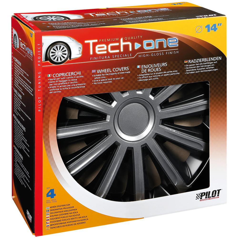 Copricerchi Auto Universali 14 Pollici Tech-one Trend Bicolour Silver Black 31571 - Foto 7