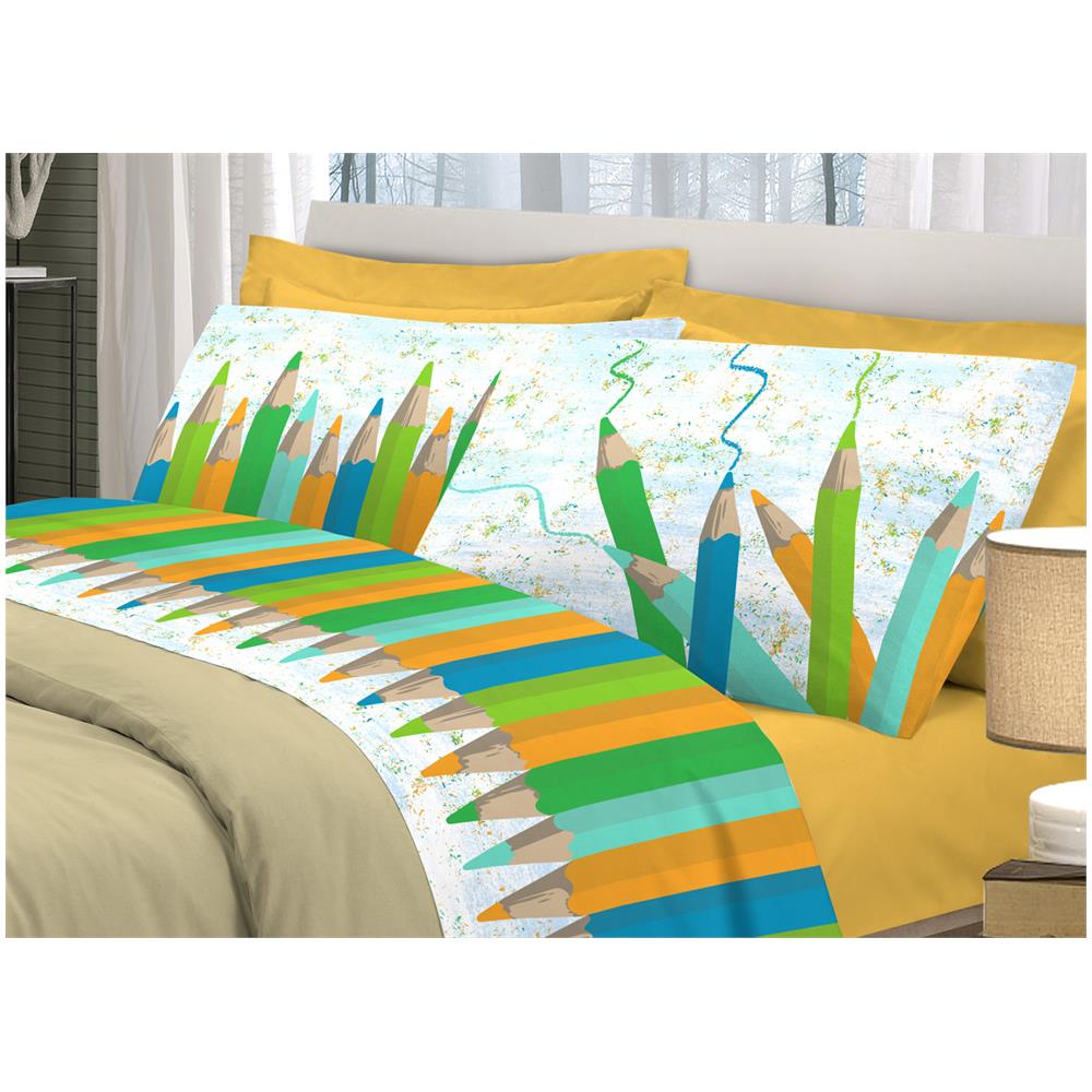 BIANCHERIAWEB - Completo Lenzuola Letto Pensieri Delicati 100% Cotone