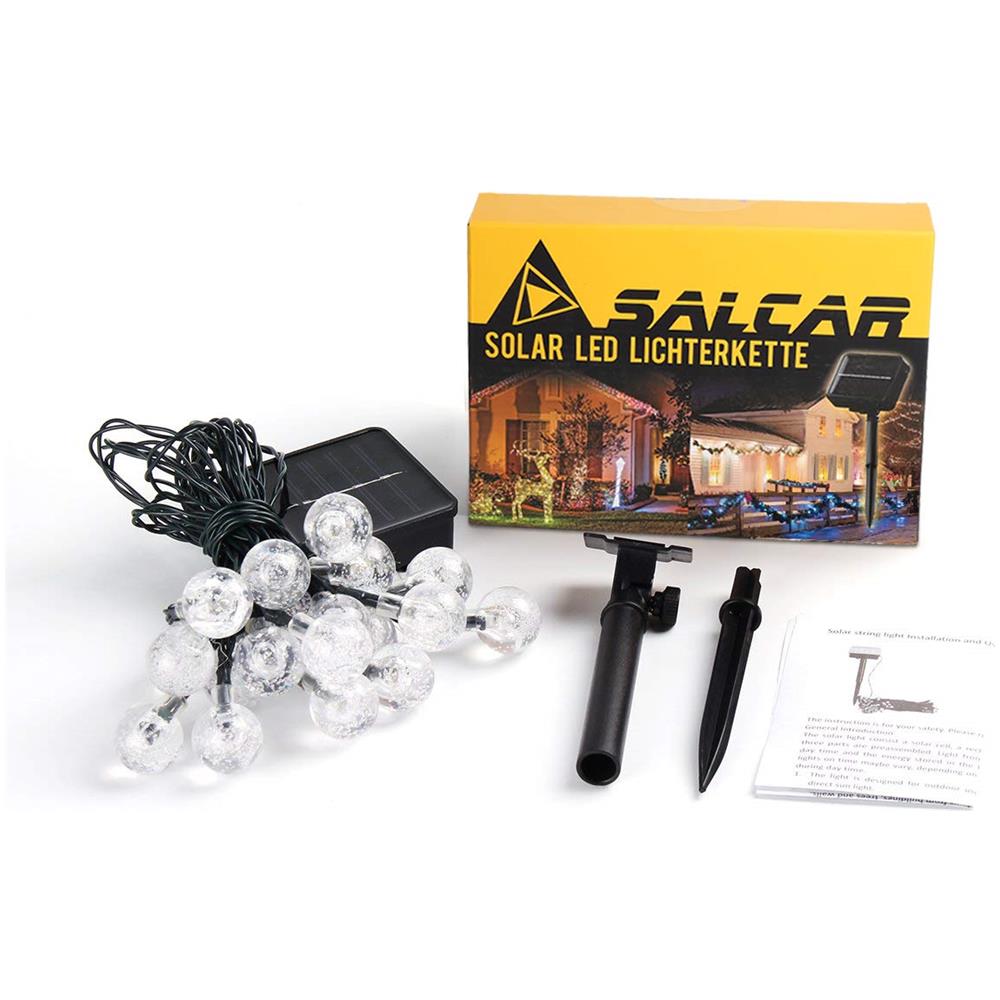 10m Luci Stringa Solare Da Esterno Catena Luminosa Solare 40 Led Con Palline Trasparente Impermeabile Illuminazione Fata - Foto 3